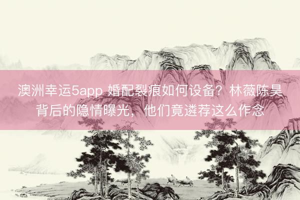 澳洲幸運5app 婚配裂痕如何設備？林薇陳昊背后的隱情曝光，他們竟遴薦這么作念