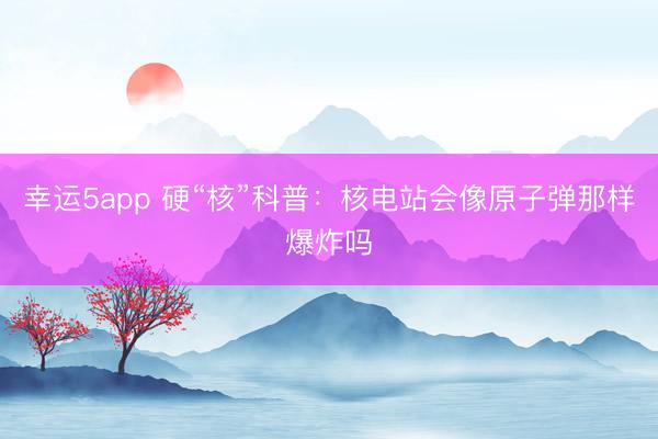 幸運(yùn)5app 硬“核”科普：核電站會(huì)像原子彈那樣爆炸嗎
